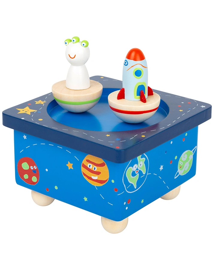 Spieluhr SPACE 3-teilig aus Holz in blau
