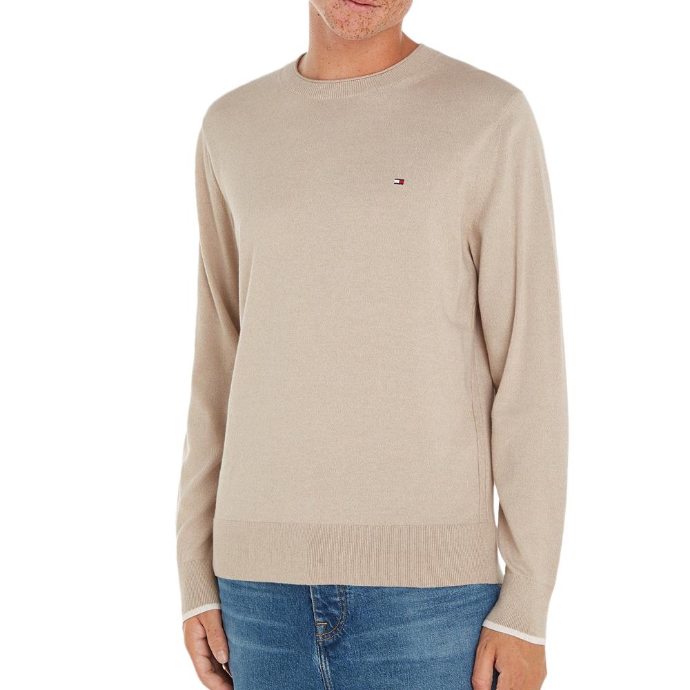 Tommy Hilfiger Pull Beige Homme Tommy Hilfiger Mouline Organic