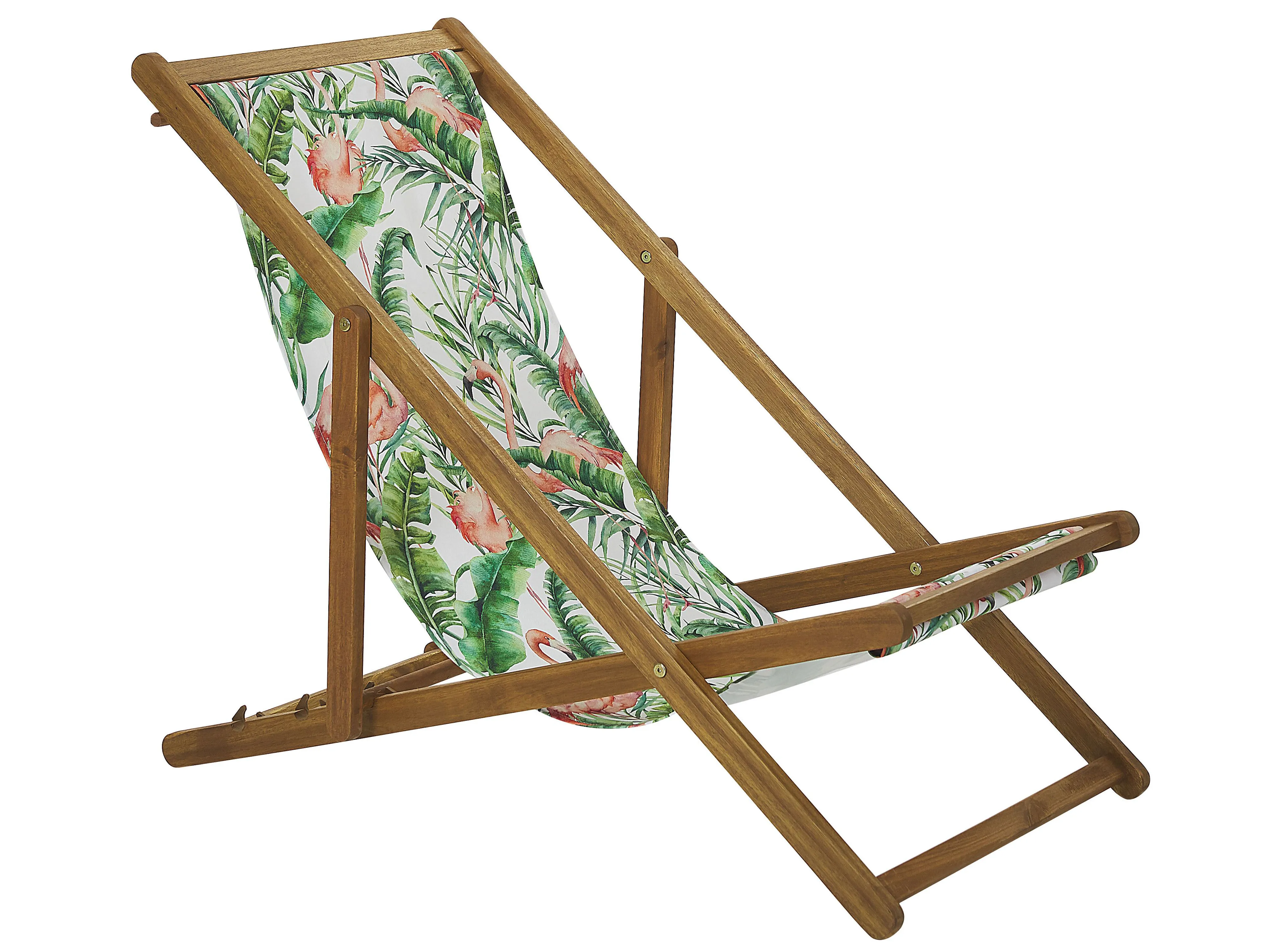 Set van 2 inklapbare ligstoelen ANZIO met vervangingshoezen Dieren motief Acaciahout Lichtbruin