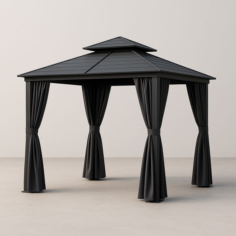 Pavillon mit Metallrahmen und Aluminiumdach Dunkelgrau 3x3m