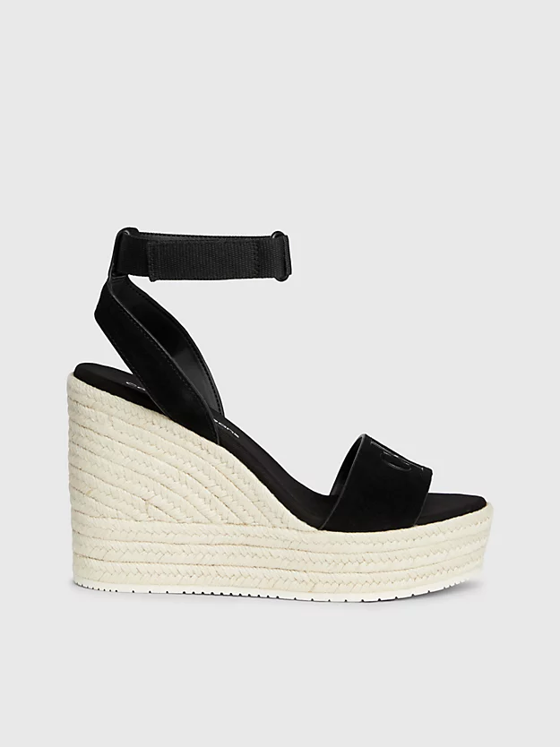 Sandálias espadrille de camurça com salto plataforma