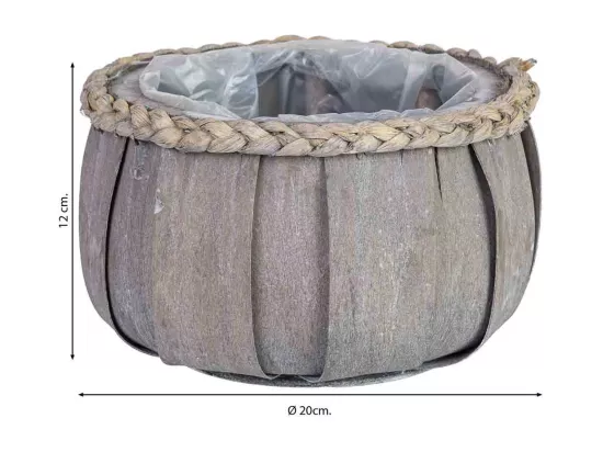 Panier rond en bois bleu 20x20x12h cm