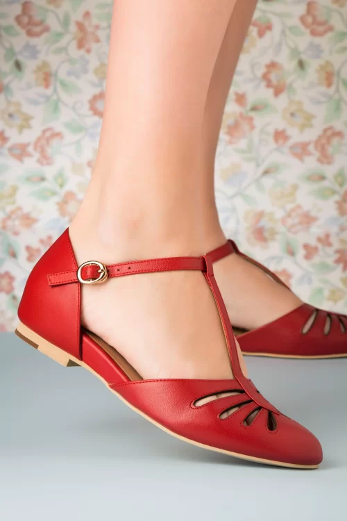 Charlie Stone Singapore t-strap ballerina's flats in rood