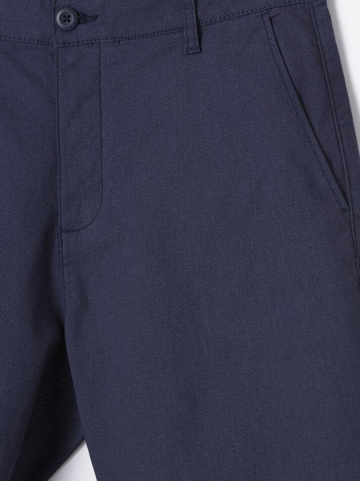 Bermuda chinesa com microestampa - Azul Marinho Escuro