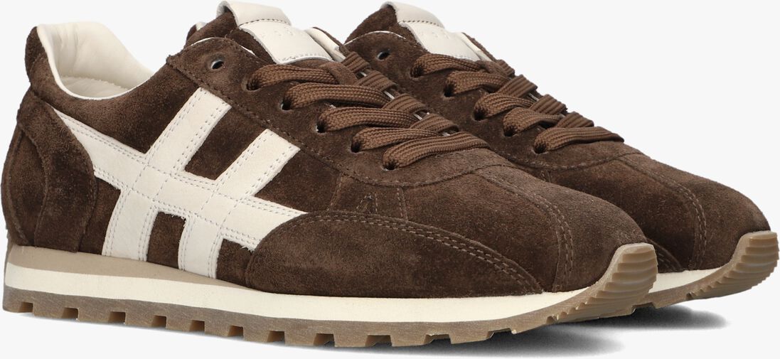 bruine hogan lage sneakers h671 allacciato