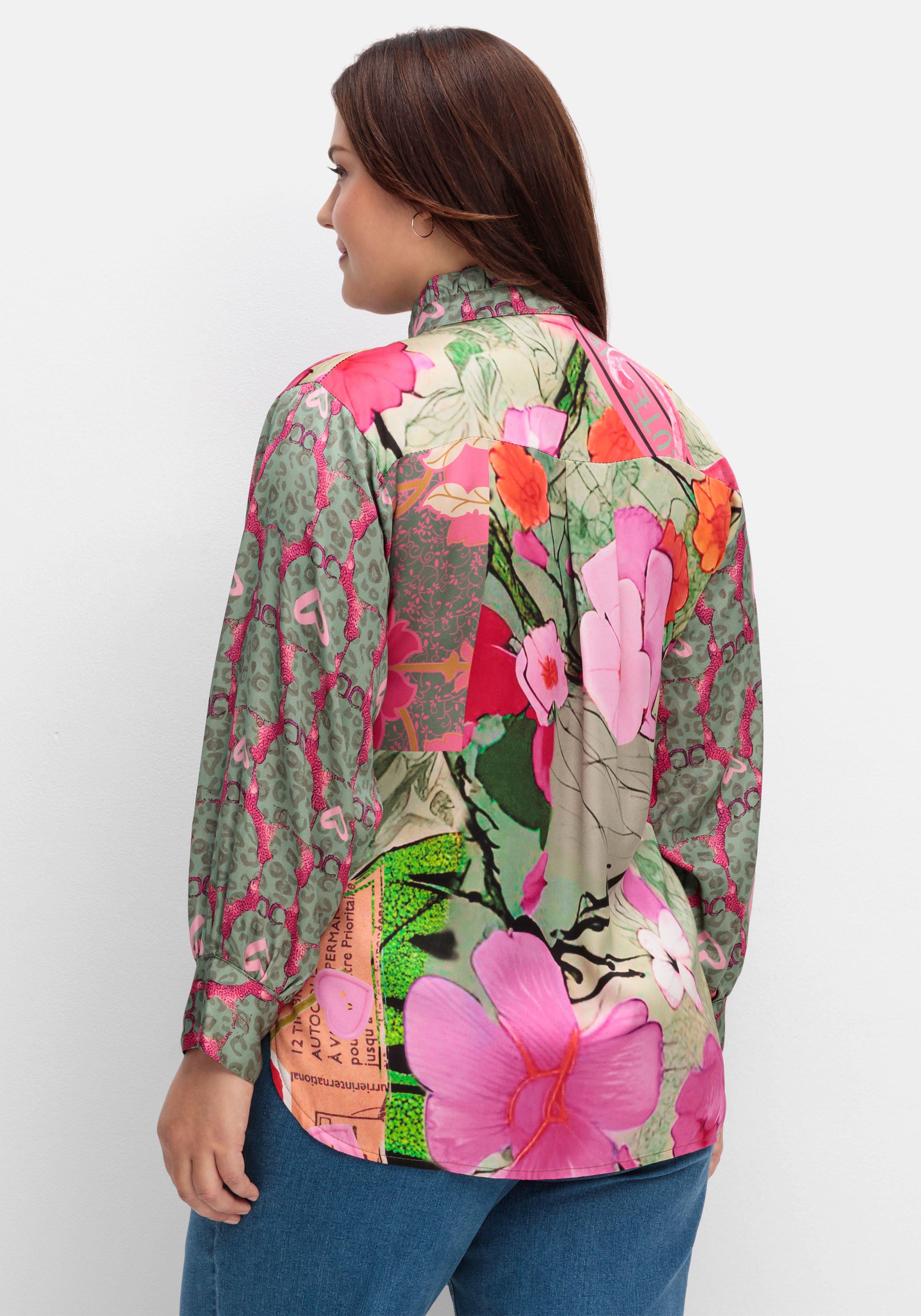 Tunika aus Viskose-Satin, im Multicolor-Muster