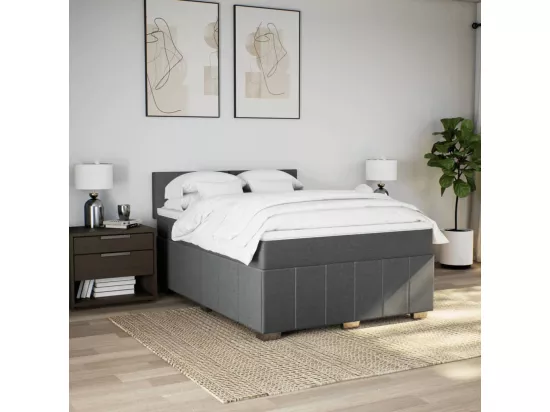 Sommier à lattes de lit avec matelas Gris foncé 160x200cm Tissu