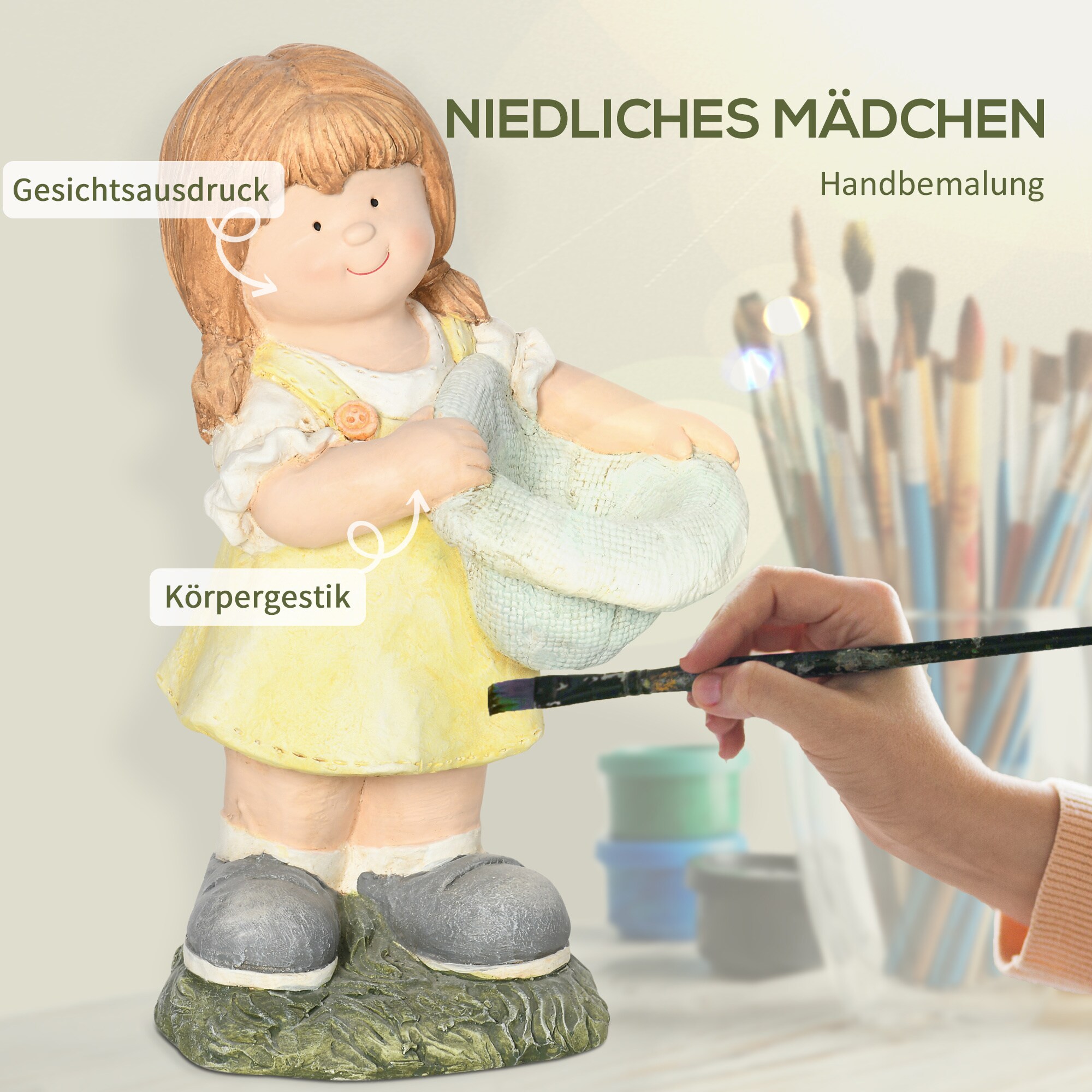 Outsunny Gartenfigur mit Hut mehrfarbig 27L x 21B x 45H cm