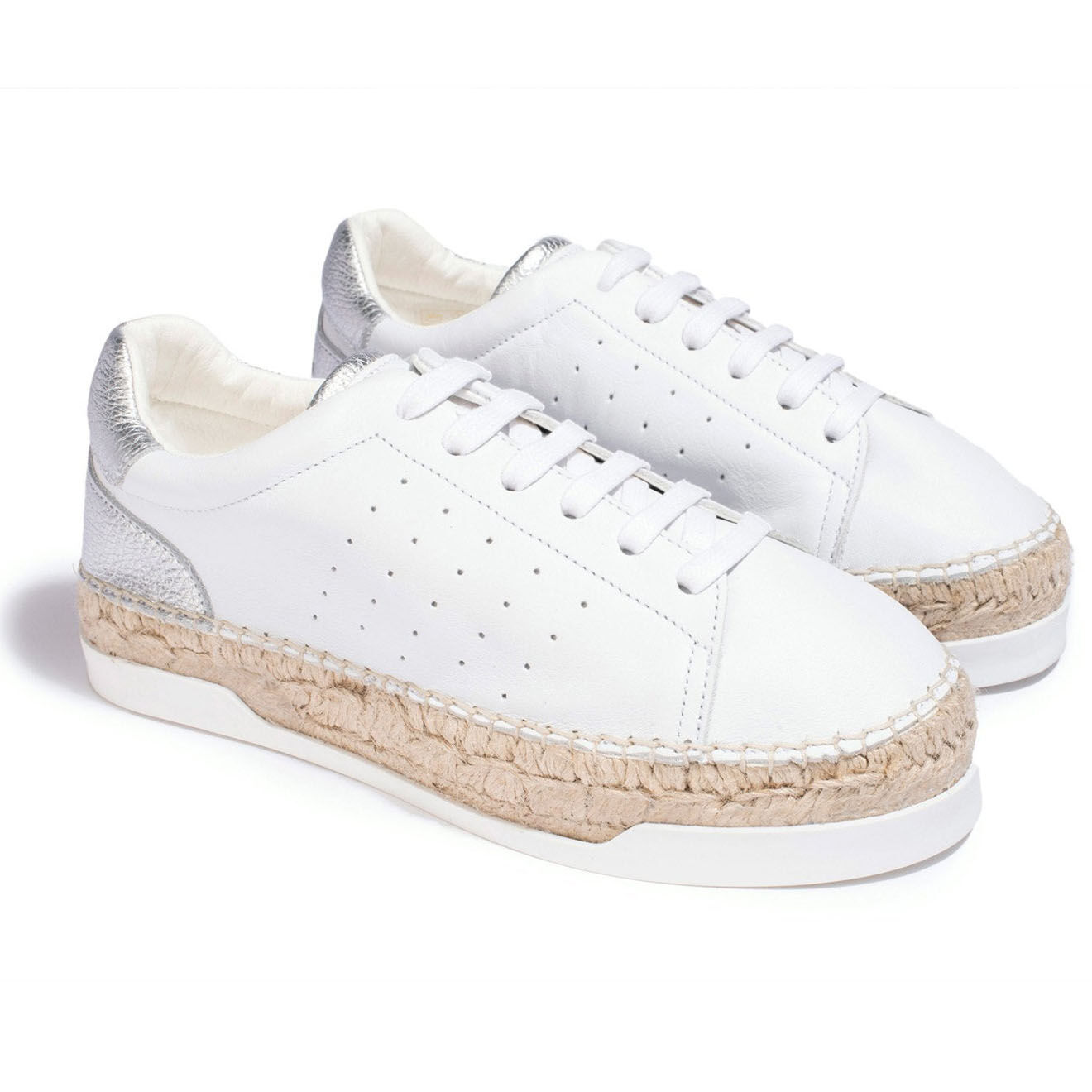 Canal Saint Martin Baskets espadrilles en Cuir Lancry Queen argentées