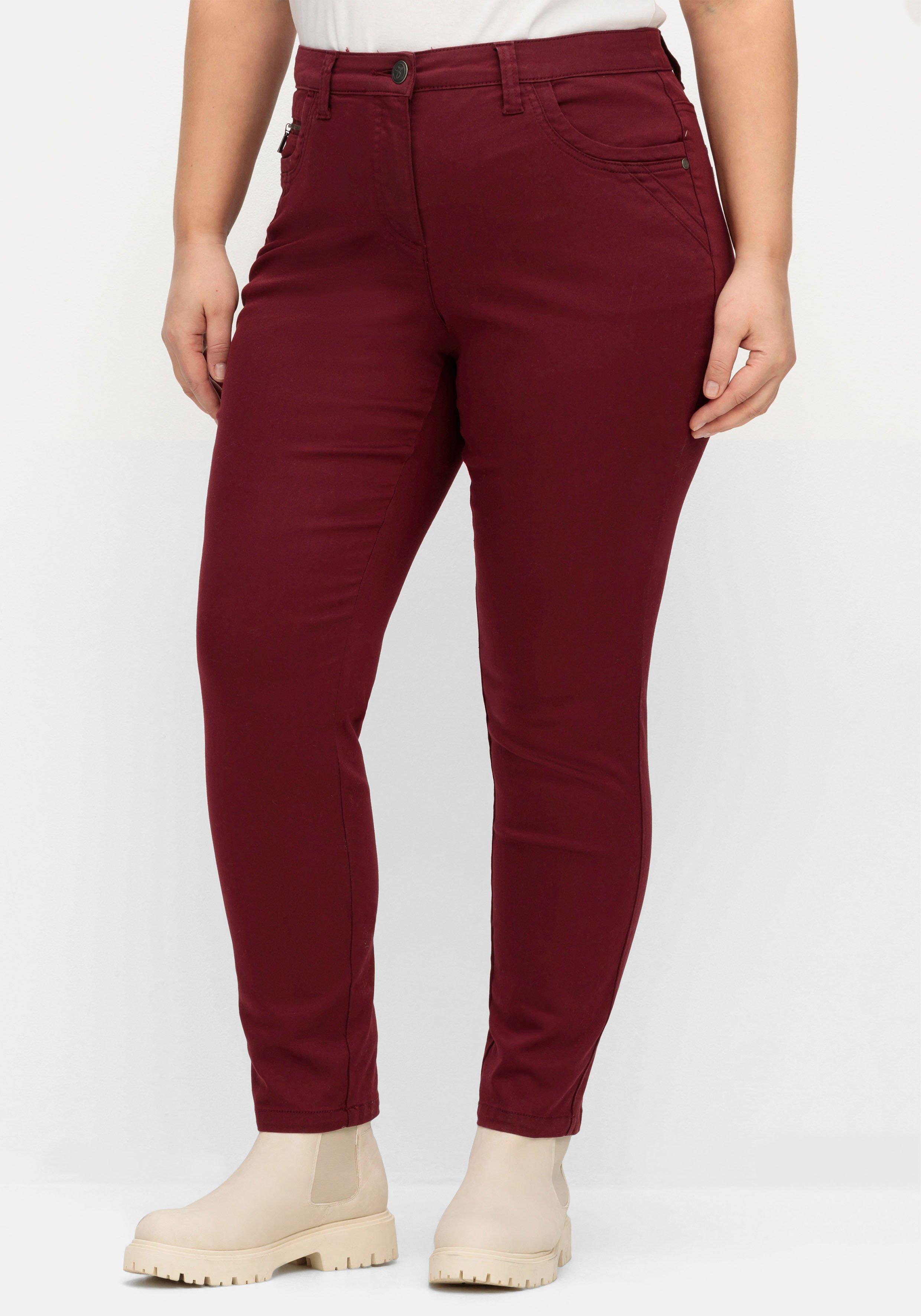 Schmale Twillhose im 5-Pocket-Stil, mit Ziernähten