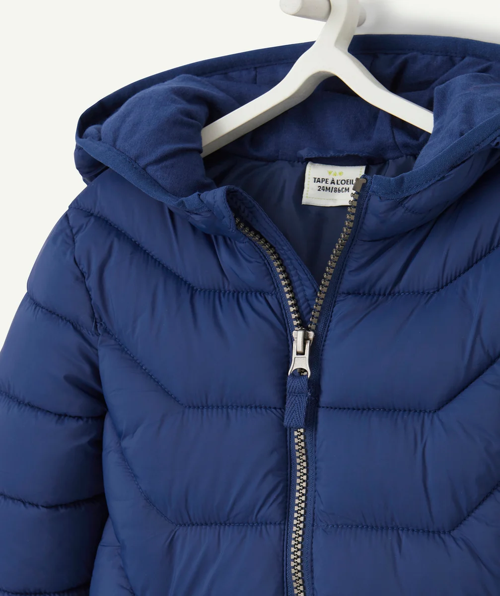 DOUDOUNE À CAPUCHE BÉBÉ GARÇON EN REMBOURRAGE RECYCLÉ BLEU