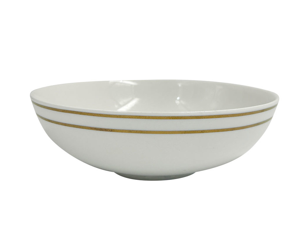 SALADEIRA PORCELANA ACTUEL RISCAS DOURADO 120CL 22CM