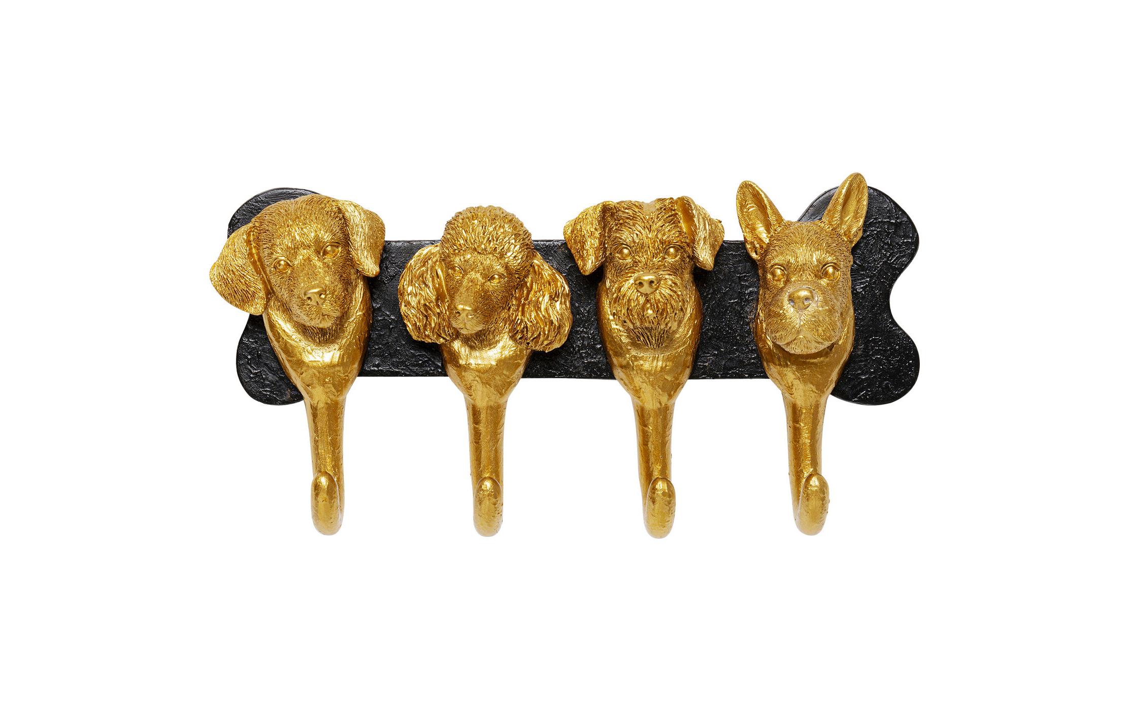 Wandgarderobe Dog Family 30.5 cm x 15.5 cm, Gold/SchwarzWandleiste für die Garderobe