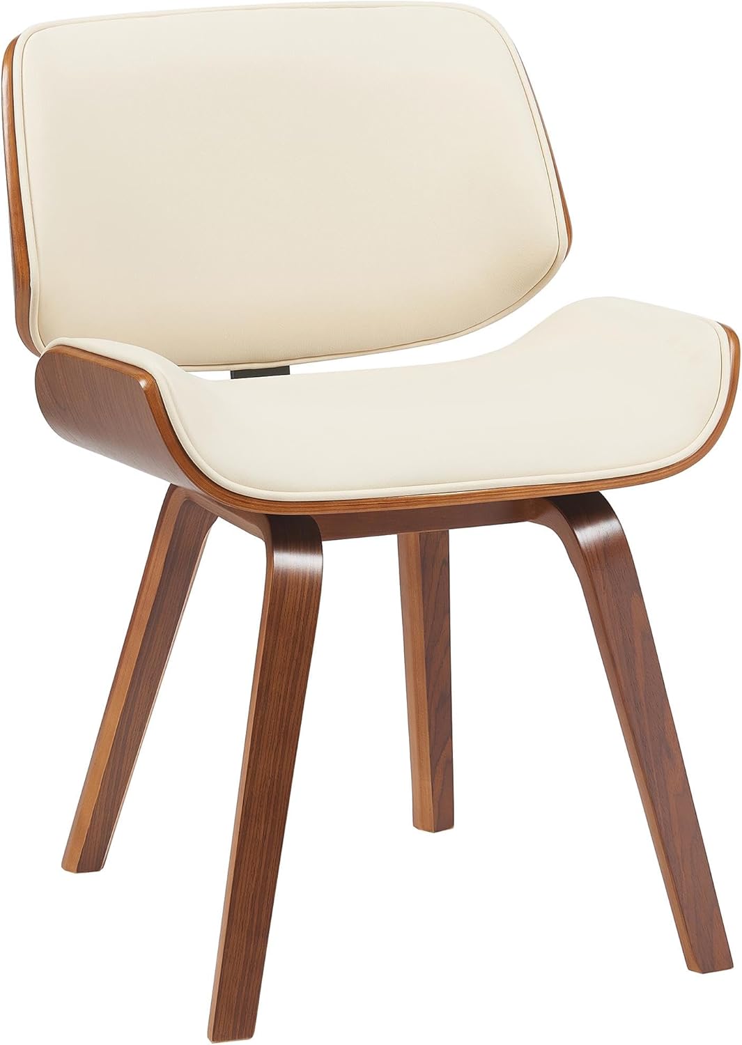 CLP Esszimmerstuhl Beverley Kunstleder, Polsterstuhl aus Holz, Küchenstuhl mit Rückenlehne, Sessel gepolstert, Farbe:walnuss/Creme SR9519318