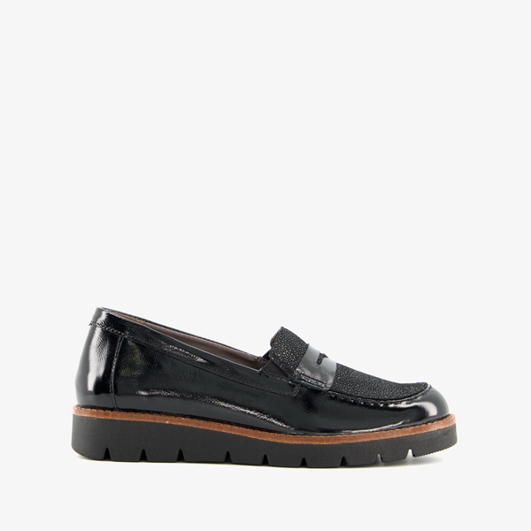 Natuform leren dames loafers zwart