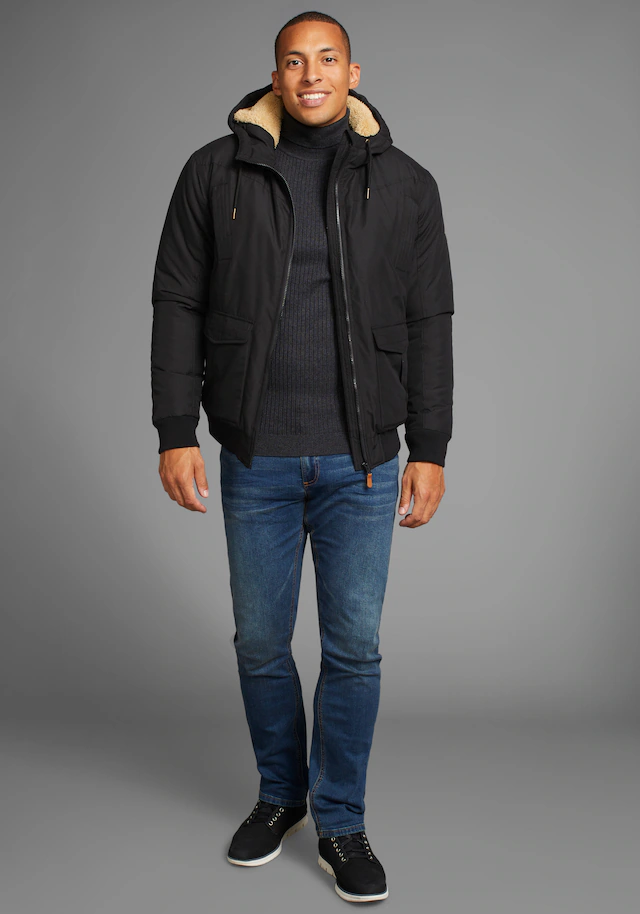 Bruno Banani Winterjacke mit Kapuze aus Baumwolle und Polyester,  hochschliessender Kragen