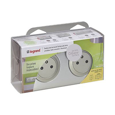 Kit double prises avec terre précâblées Legrand Céliane aluminium