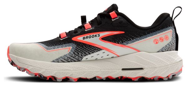 Chaussures Trail Brooks Cascadia 18 Noir/Blanc/Corail Femme
