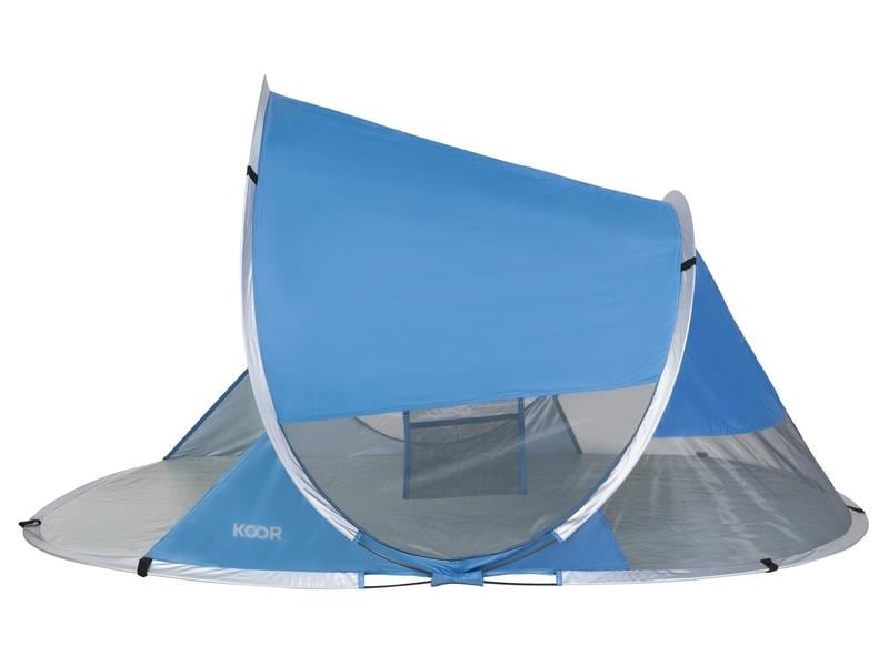 KOOR Strandzelt Pop-Up M, Blau Strandmuschel schützt vor Sonne, Wind und leichtem Regen