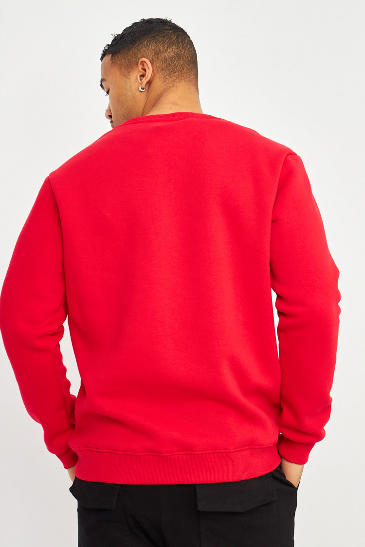 Sweat rouge col rond