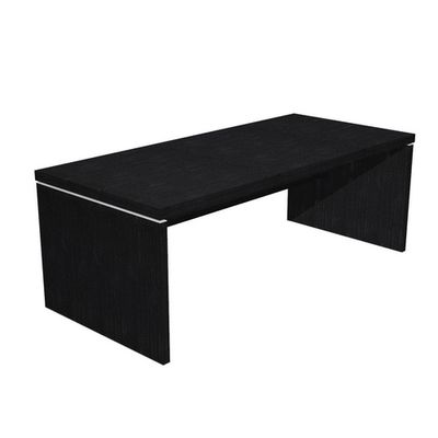 Bureau Manager FLORA - L210 x P90 cm - pieds panneaux - plateau imitation frêne noir