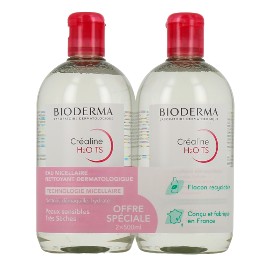 Crealine H2O TS Eau micellaire Bioderma - Démaquillant peau très sèche