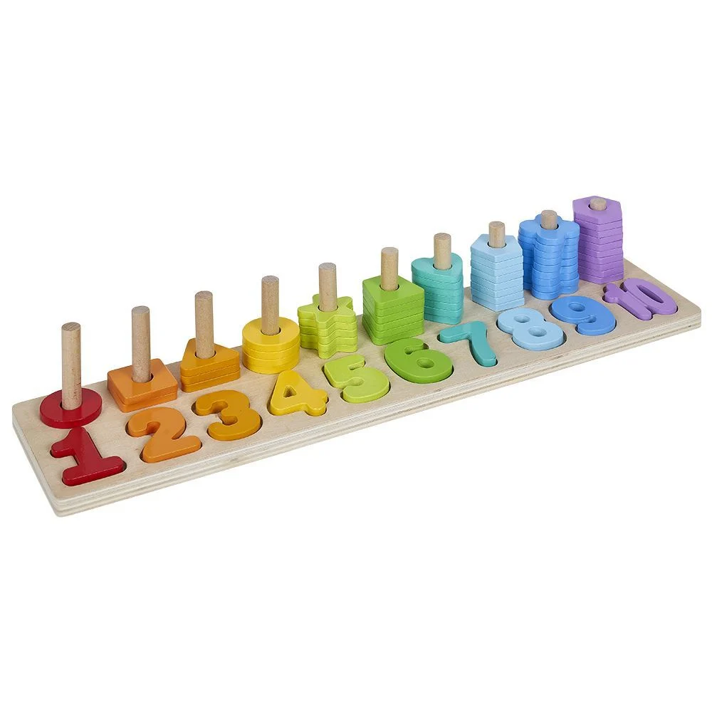 Jeu d'apprentissage en bois certifié FSC® Montessori - chiffres et couleurs