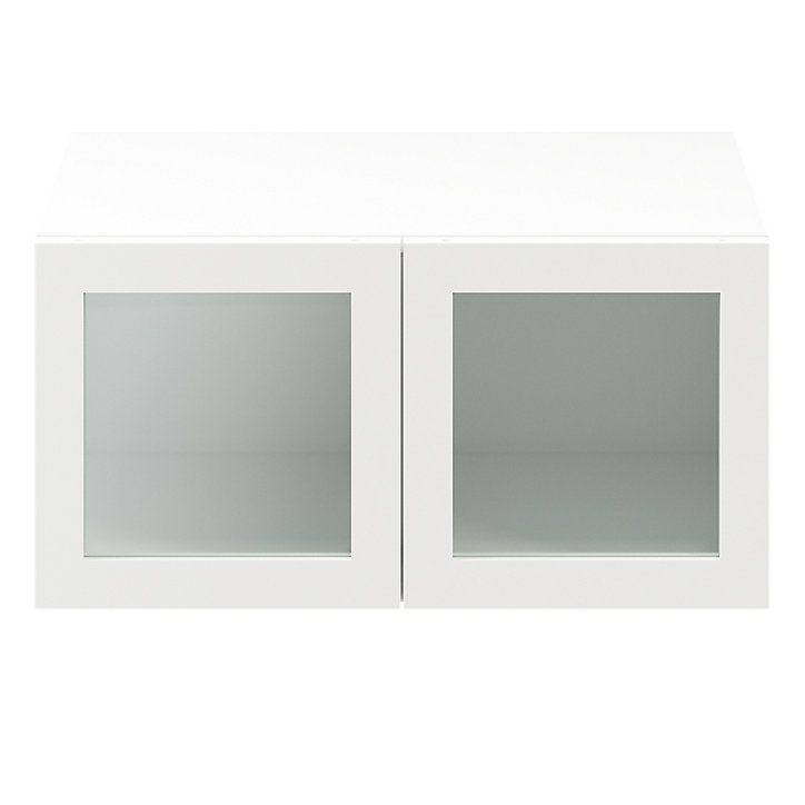 Porte battante blanche en verre GoodHome Atomia H 37,2 x L. 37,2 cm