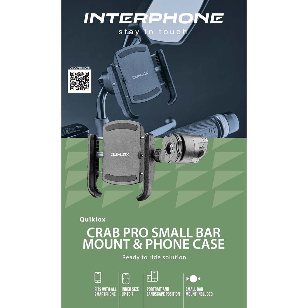 Interphone - Kit Quiklox - Etui Crab + support rétroviseur Small Bar