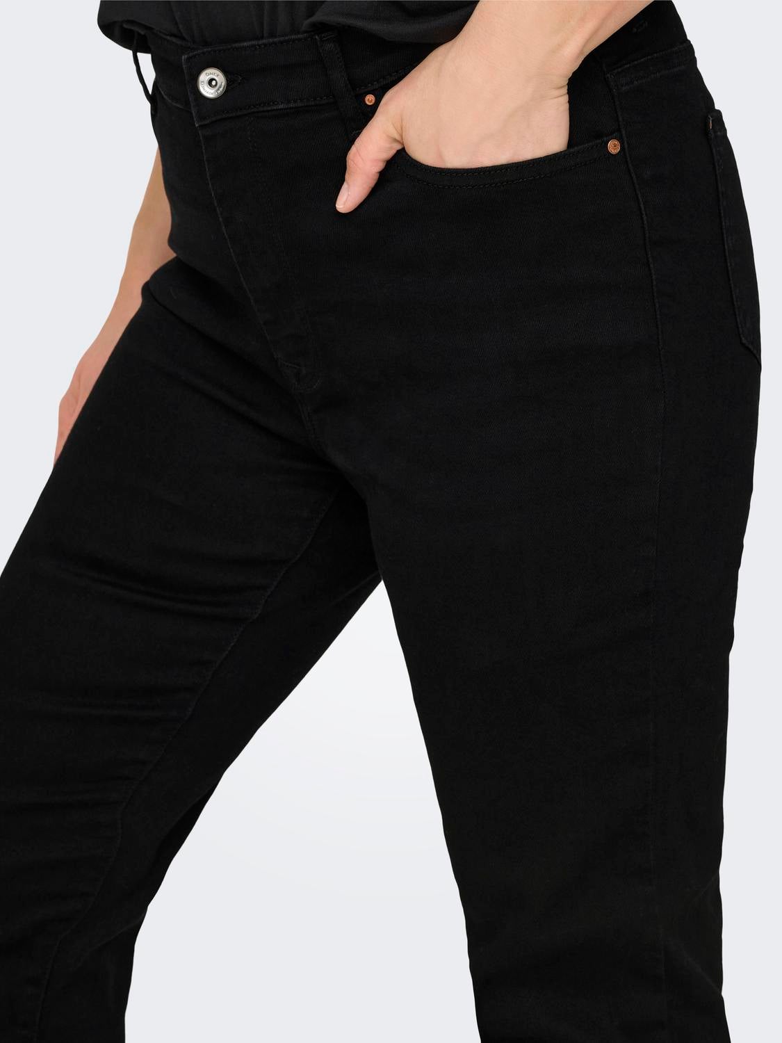 CARSUI Mittlere Taille Slim Fit Jeans Washed Black