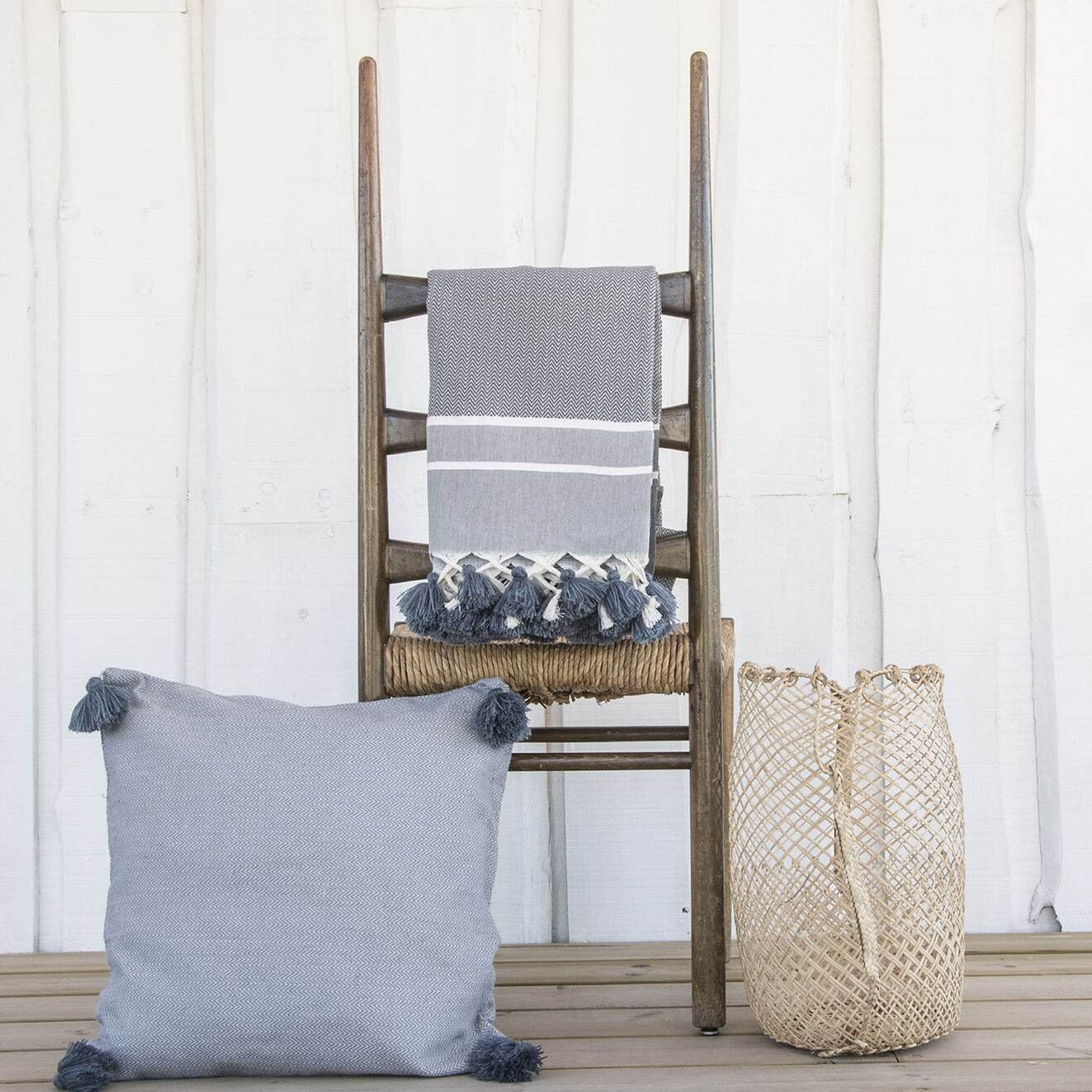 Febronie Housse de coussin unie gris moyen - 50x50 cm