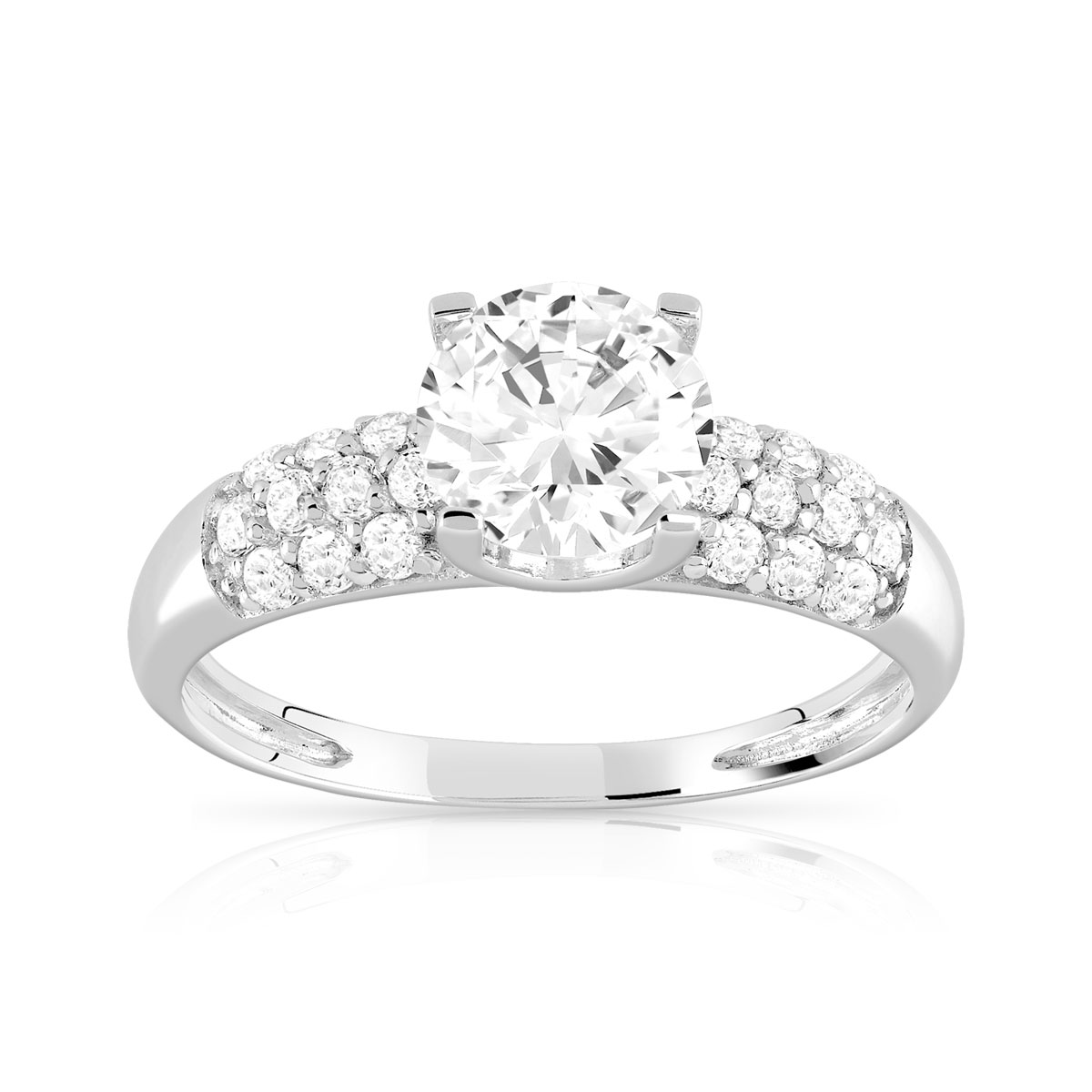 Bague or 375 blanc zirconias
