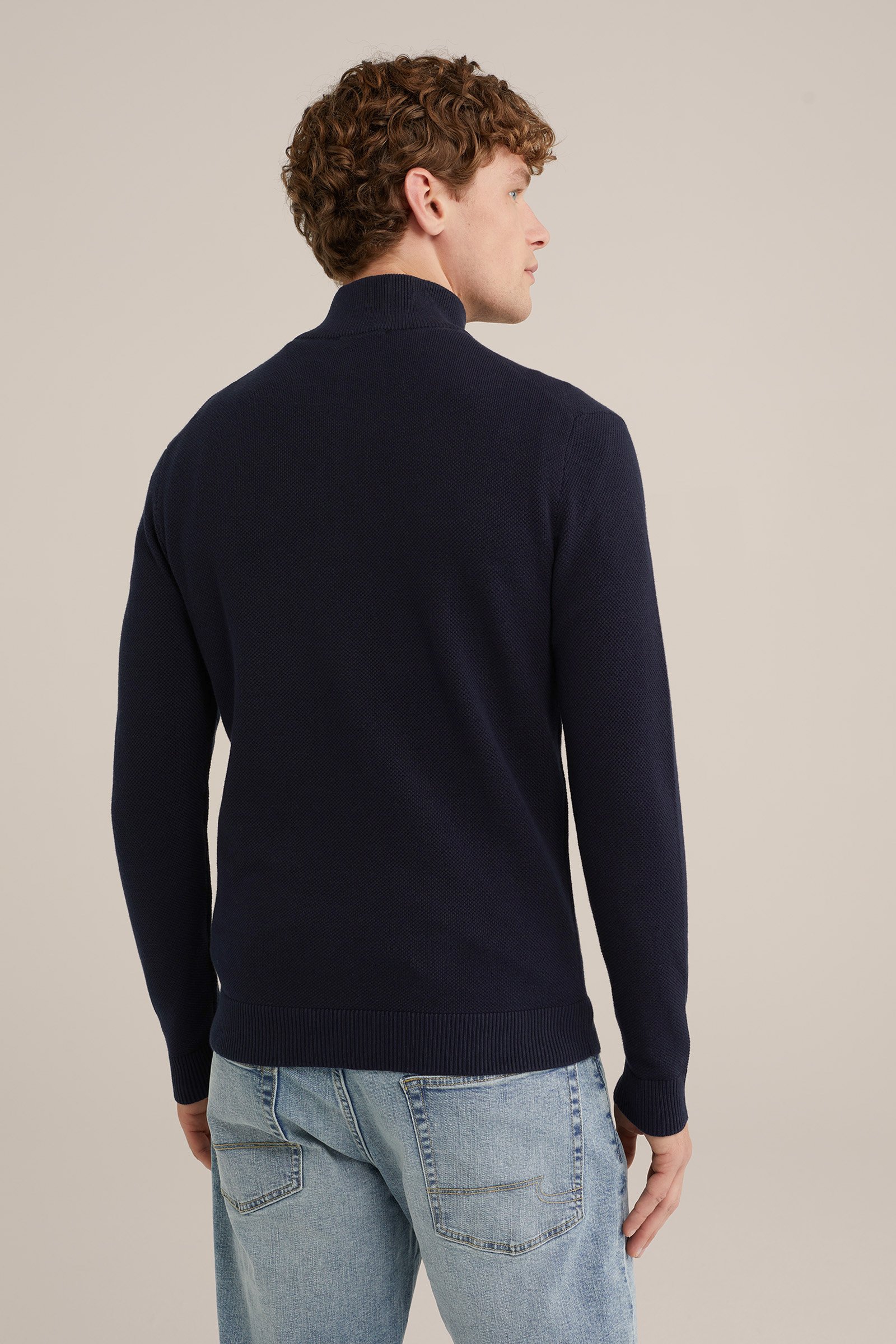 trui met rits WE Fashion Donkerblauw