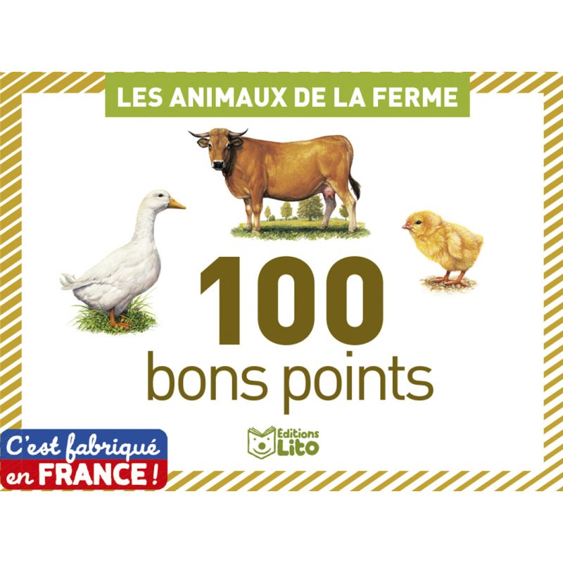 Bon point éditions lito animaux ferme texte pédagogique au verso 61x82mm boîte 100 unités