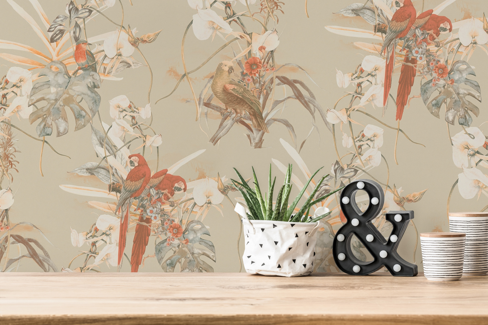 Vliestapete PINTWALLS - Vogel - orange-beige - 10 Meter