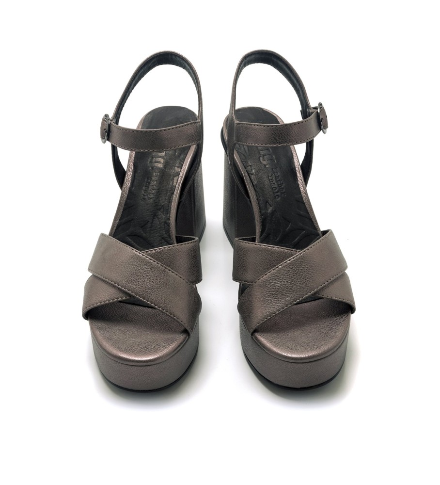 Sandálias Mustang Sindy Cinza - Altura do salto: 9 cm -