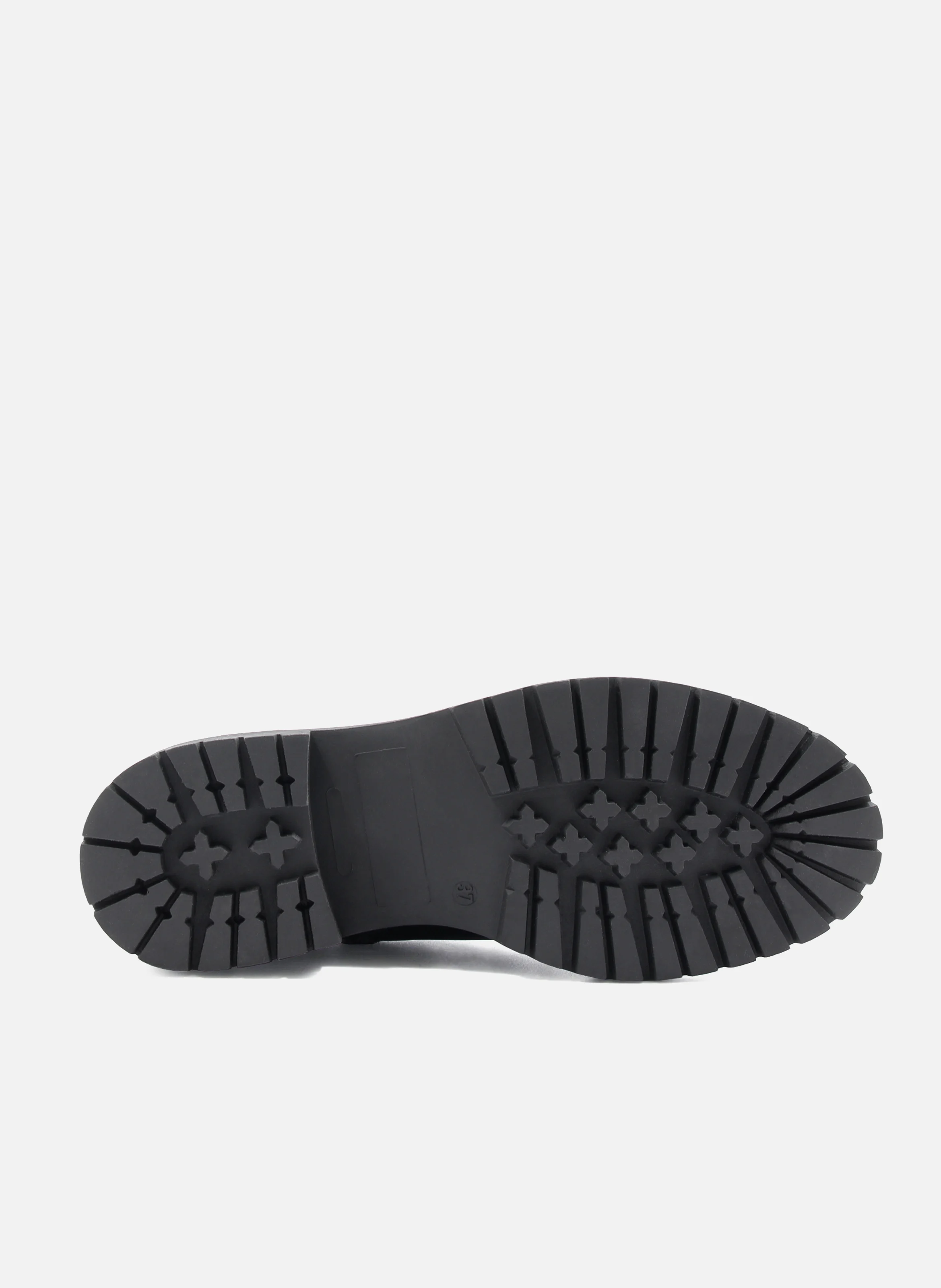 Bottines ranger crantées cuir lisse | Noir