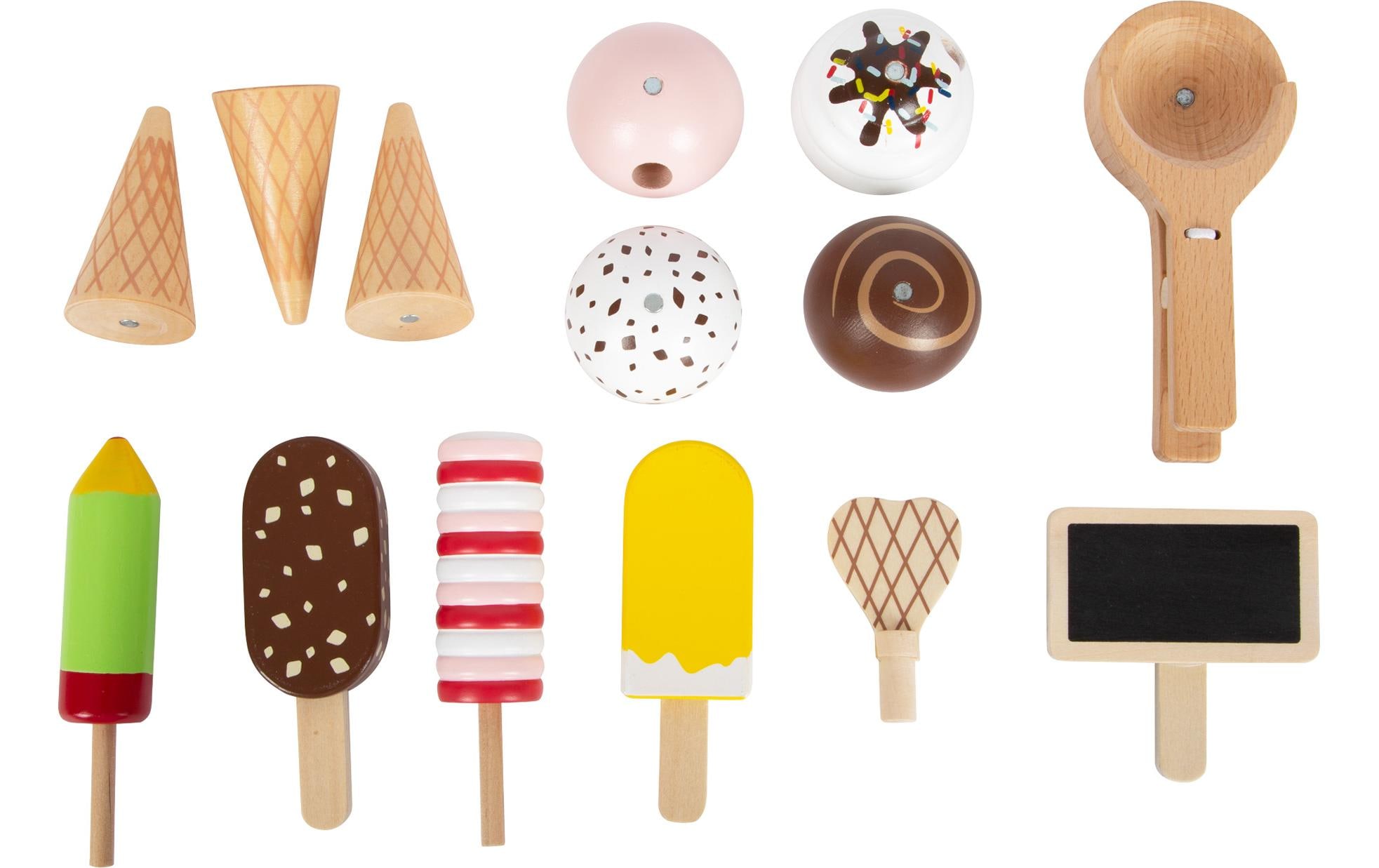 Eisständer freshHolz-Eisstand mit Eiswaffeln, Kugeln und Stieleis für Rollenspiele