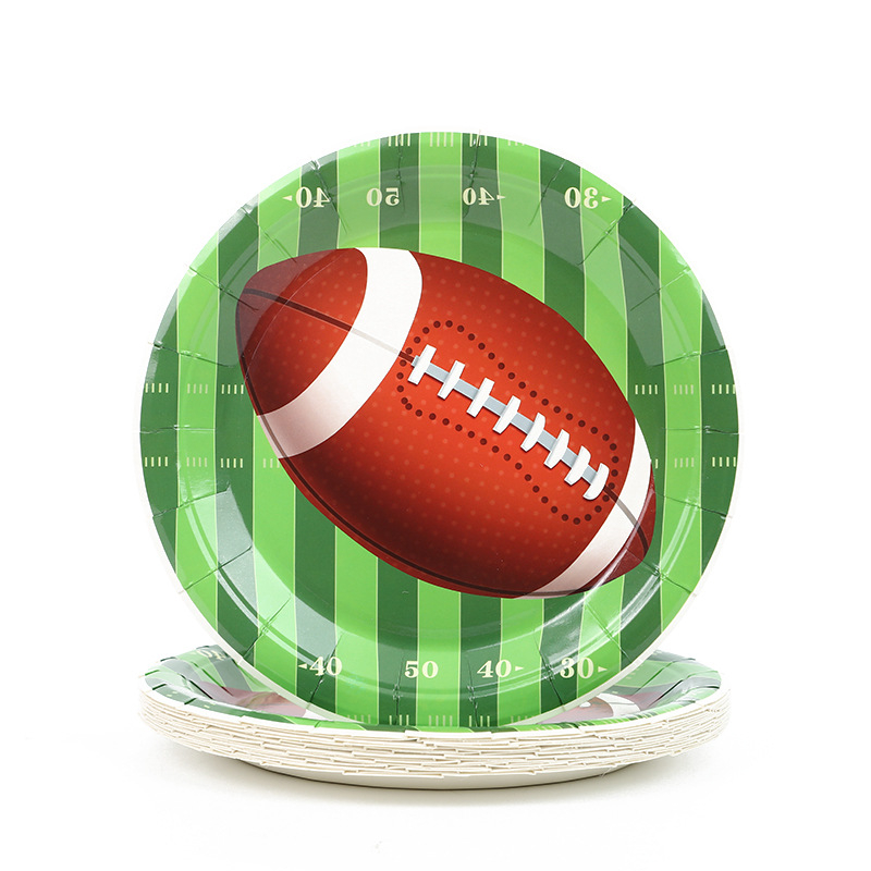 (96-tlg. Set) Einweg Geschirr Super Bowl Party Tisch Deko inkl. Teller / Servietten / Papp Becher - Football