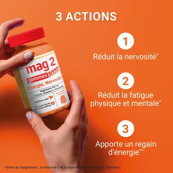 MAG 2 BOOST Gomas para Nervosismo e Fadiga - Suplemento Alimentar de Magnésio - 45 Gomas