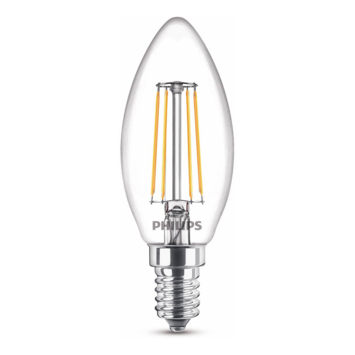 Philips LED kaars E14 duopack filament helder niet dimbaar