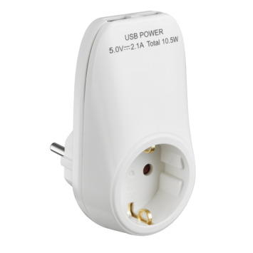 Handson doorvoerstekker RA 2 USB-aansluitingen wit