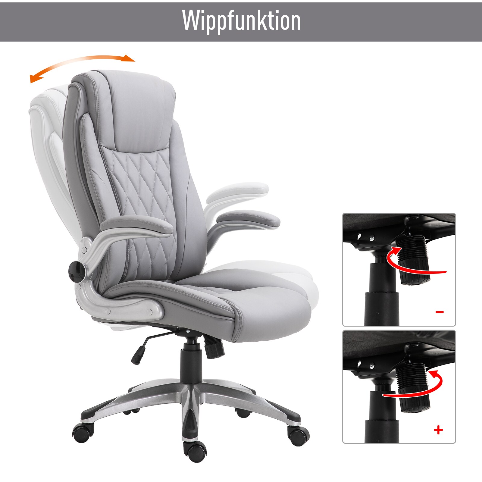 Vinsetto Bürostuhl mit Wippfunktion 69,5 x 76 x 113-121 cm (BxTxH)
