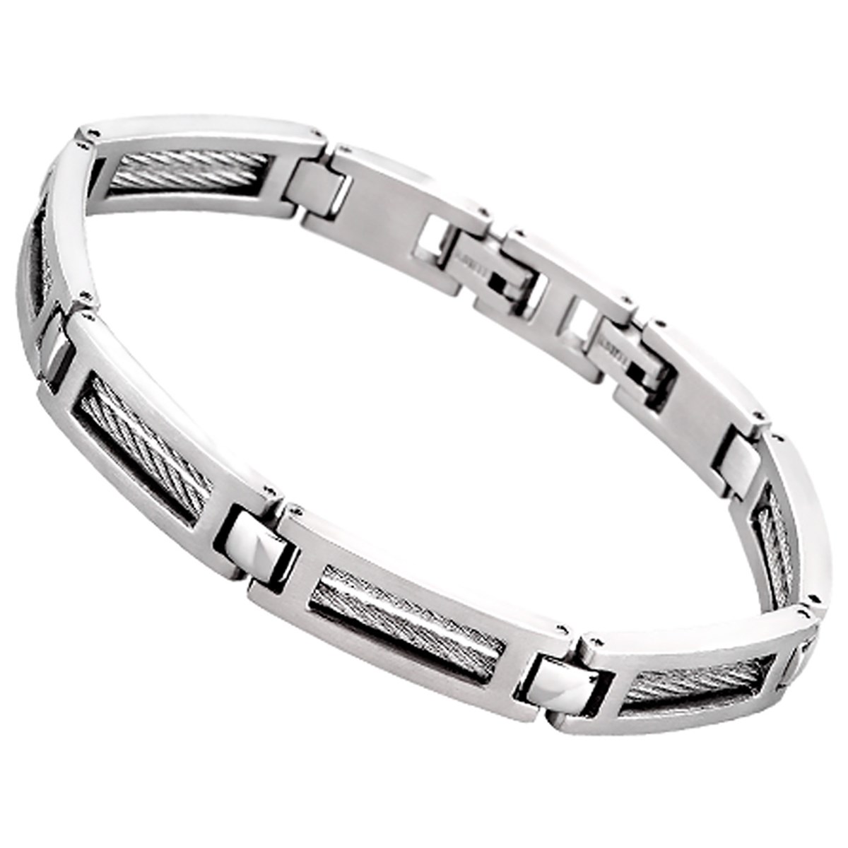 Bracelet Lotus homme acier cable style Men In Black
