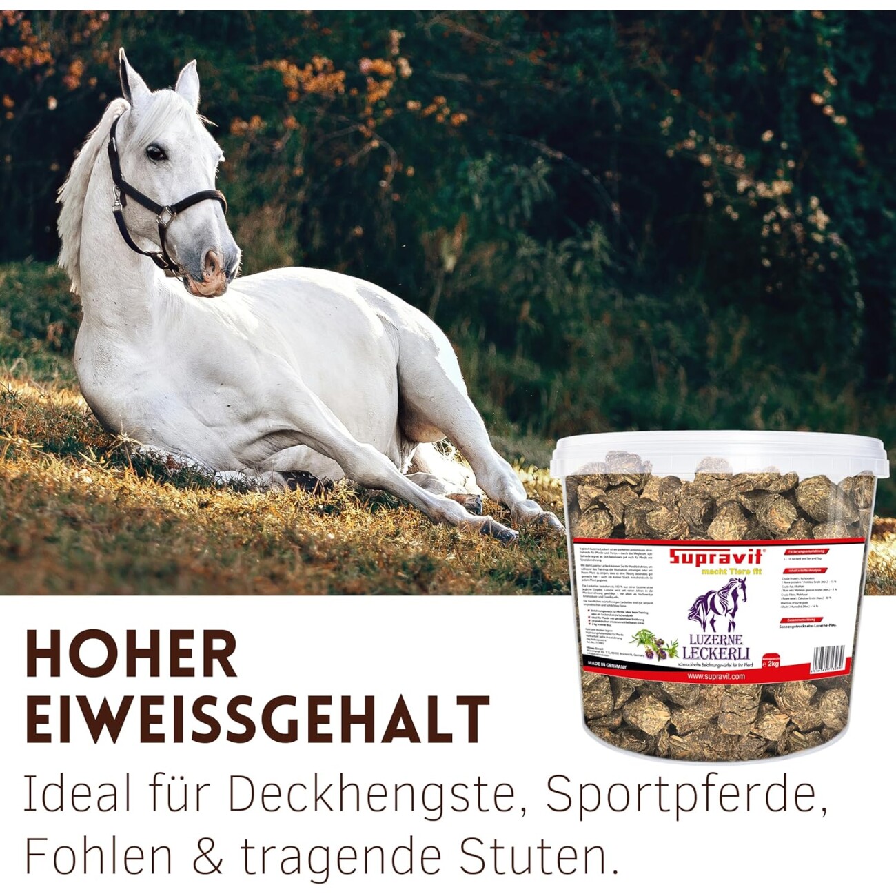 Supravit Luzerne Pferde Leckerli 2kg Eimer