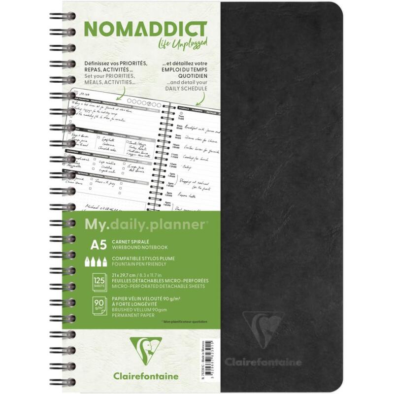 My.daily.planner Age Bag carnet reliure intégrale A5 250 pages détachables - Noir