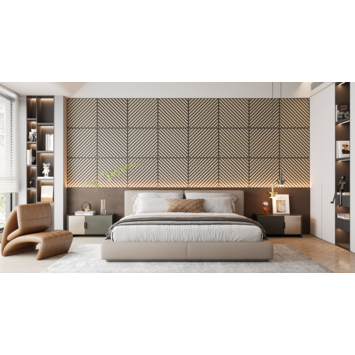 Lattenwand tegel Hongaarse punt 55,3x55,3 cm licht eiken, dikte 22 mm - 2 stuks per pak