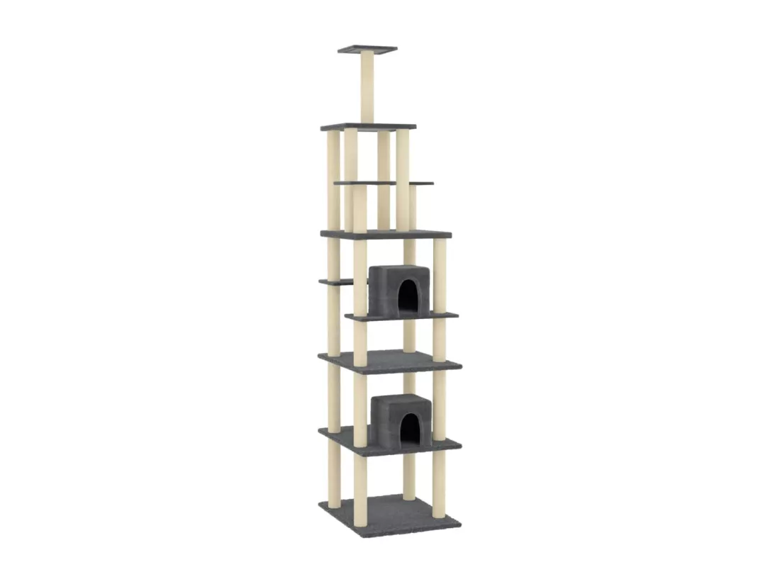Arbre à chat avec griffoirs en sisal Gris foncé 216 cm