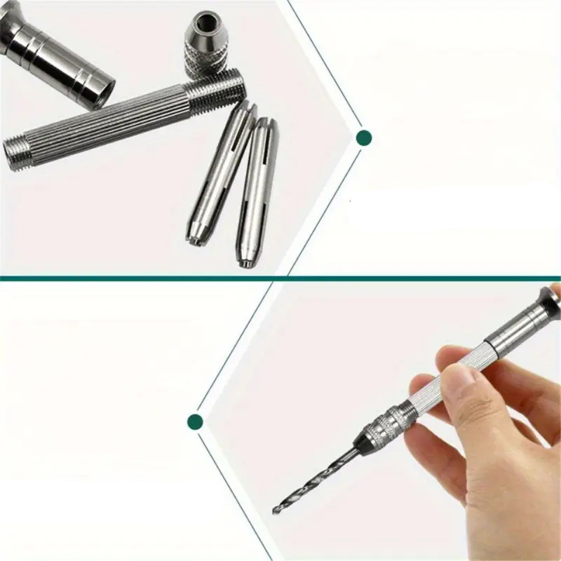 (11-tlg. Set) Edelstahl Hand Bohrer Werkzeug Spiralborher Bastel / Heimwerker Zubehör - Silber