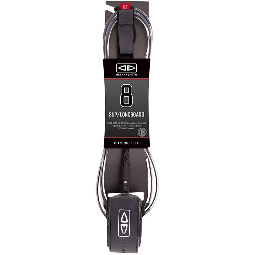 Ocean & Earth Regular SUP / Longboard Leash 8' schwarz